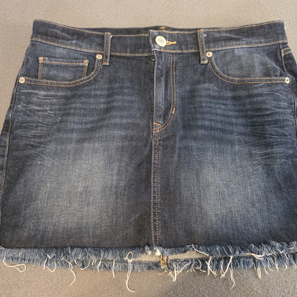 Express Dark Blue Distressed Denim Mini Skirt